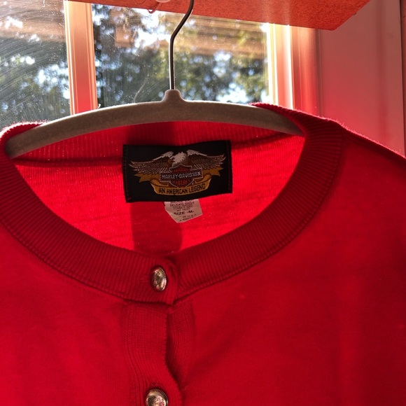 Harley-Davidson Silver Button Red Sweater Harley-Davidson on back Women M - Picture 11 of 11